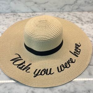 Beige Wide Brim Hat with Black Band